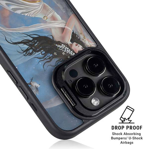 Fairy on Moon with Birds by Nene Thomas iPhone 15 Pro Kickstand Case